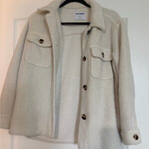 Old Navy Women's Off-White Teddy Jacket